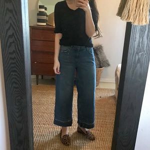 Popsugar • wide leg dropped hem distressed denim